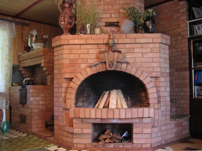 Печка-камина, комбинирана с котлон